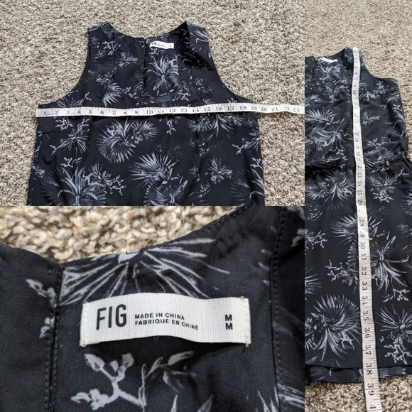 FIG Clothing black floral drawstring waist active dress M - Picture 11 of 11